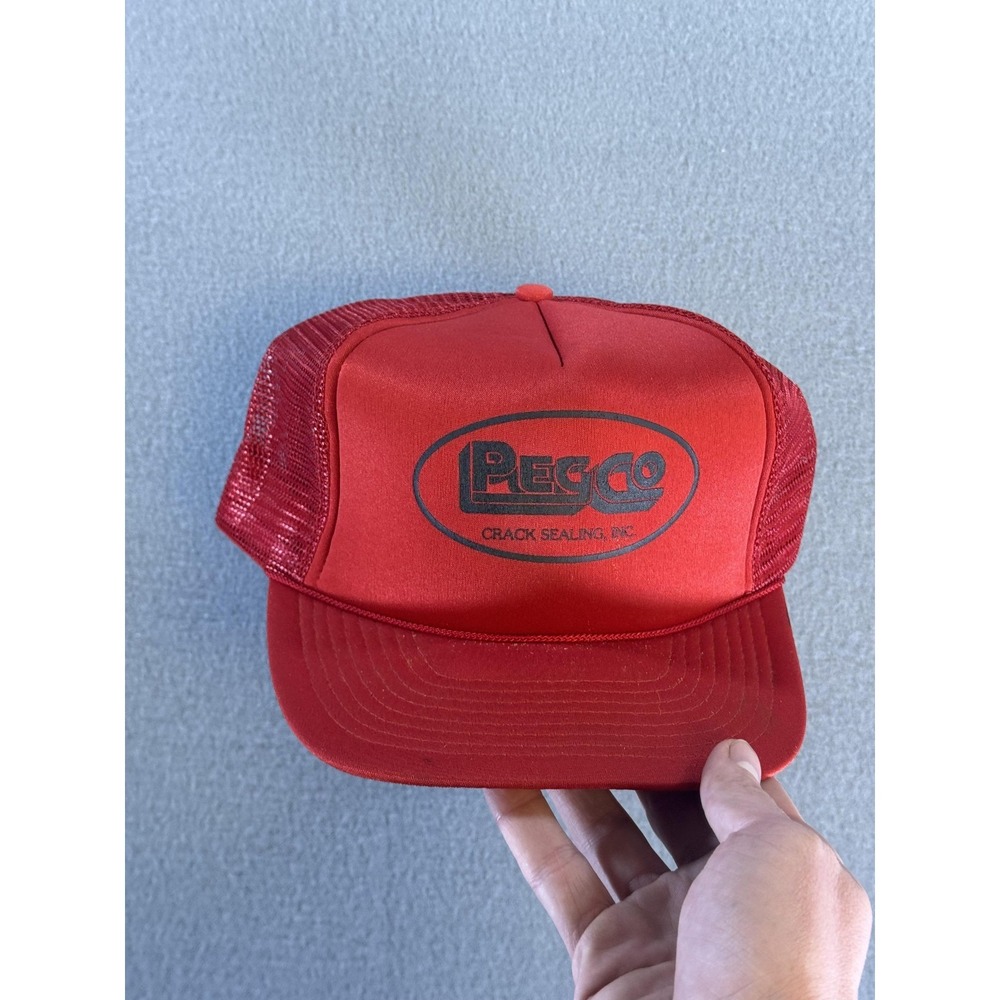VTG Winner Regco‎ Crack Sealing Hat Cap Snap Back Mens One Size Red Mesh Trucker